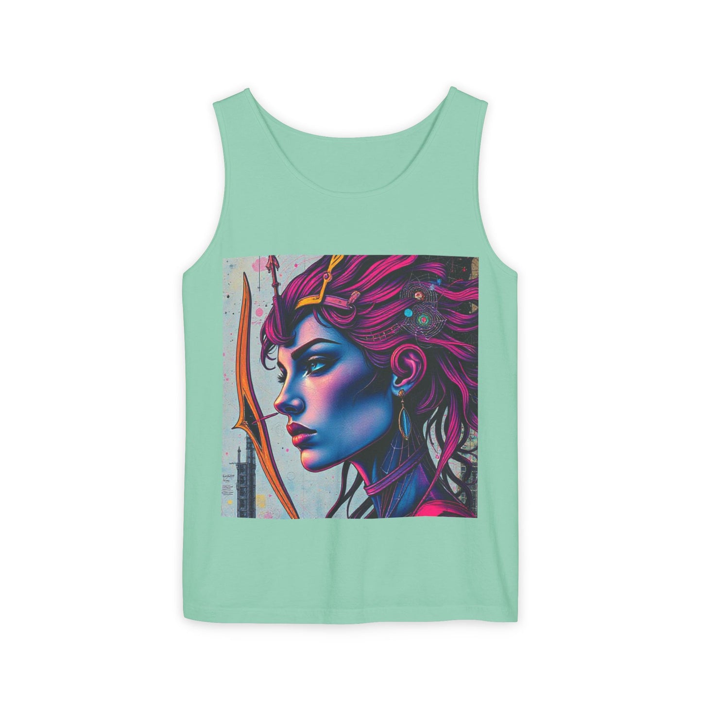 Unisex Garment-Dyed, Tank Top, Sagittarius Design, Pop Art, 100% US cotton