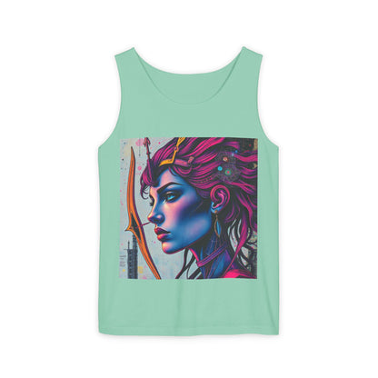 Unisex Garment-Dyed, Tank Top, Sagittarius Design, Pop Art, 100% US cotton