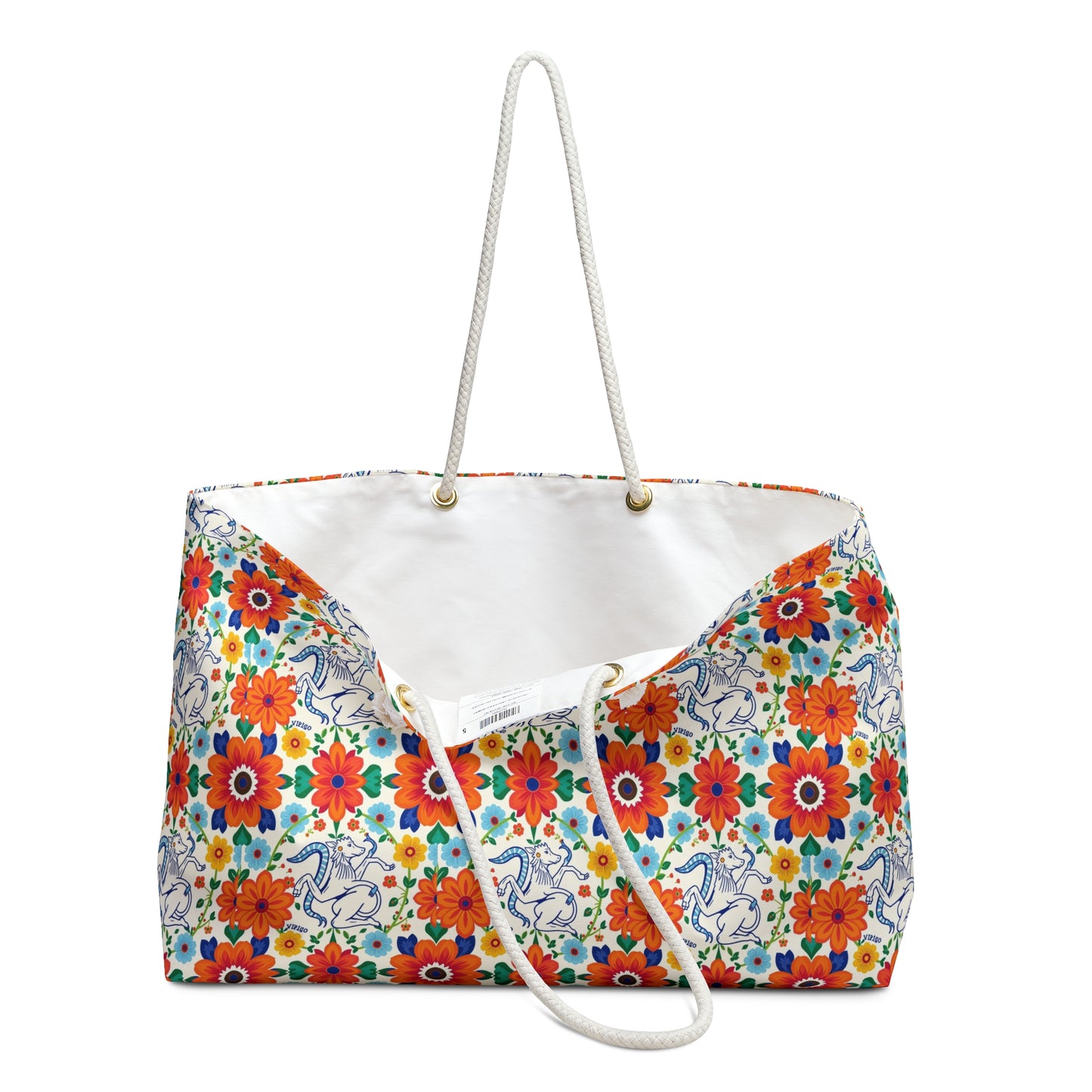 Weekender Bag, Virgo, Zodiac v3, Flower Pattern