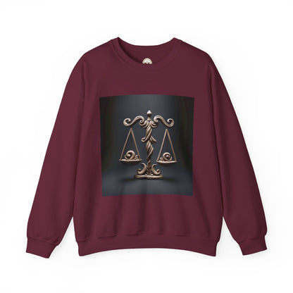 Unisex Heavy Blend™ Crewneck Sweatshirt, Brown Scale, Libra Zodiac Design