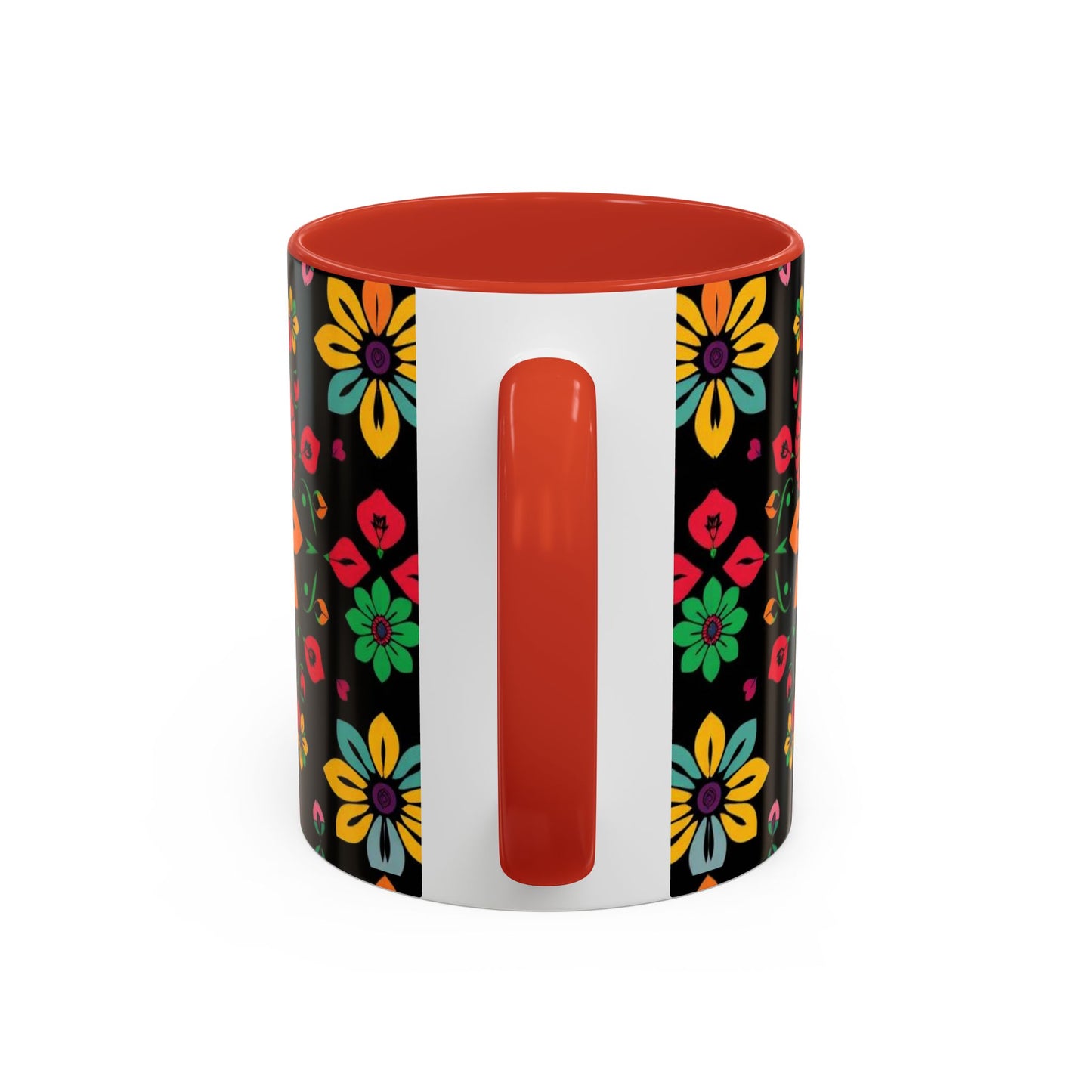 Accent Coffee Mug, Aries, Zodiac v3, Flower Pattern, (11, 15oz)