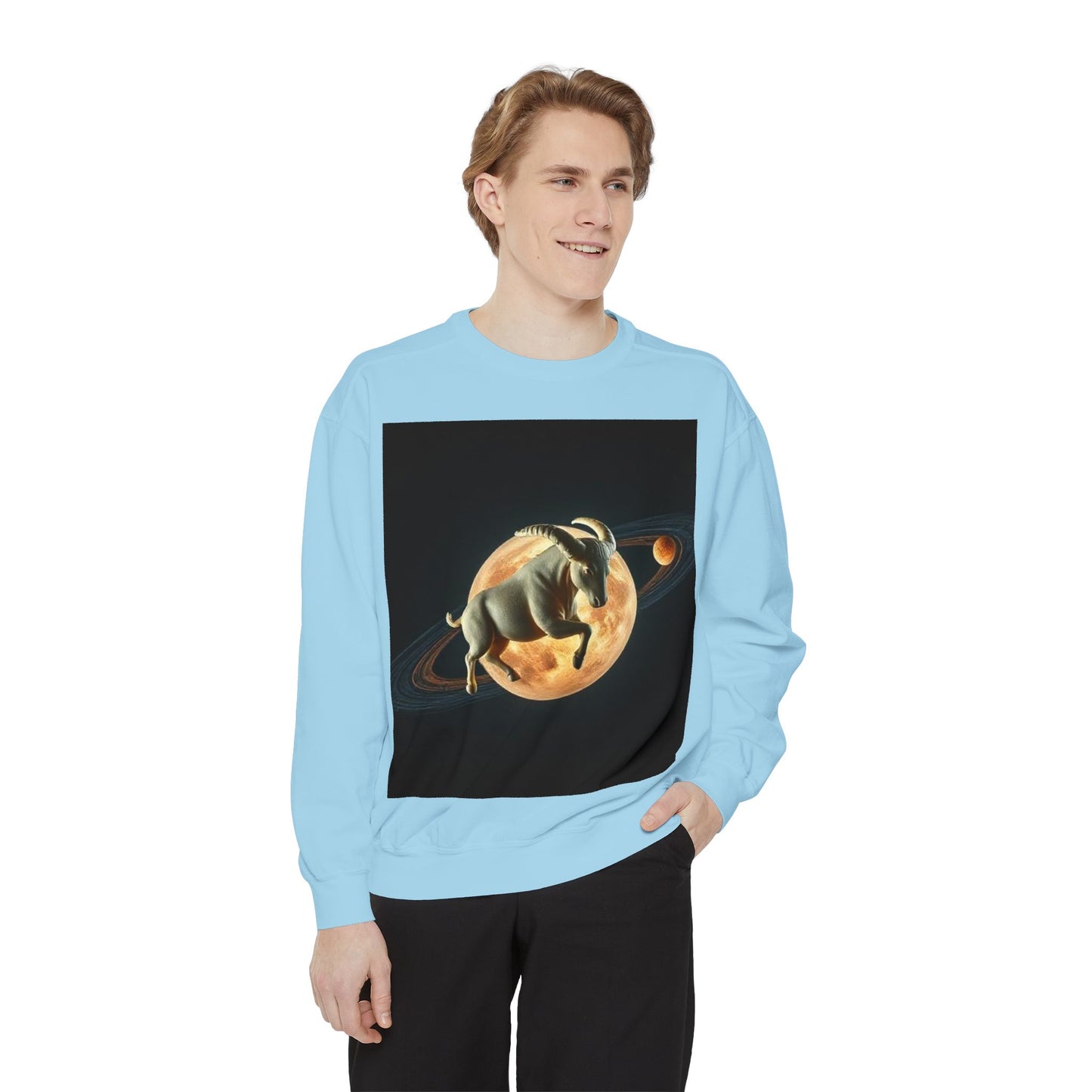 Garment-Dyed Sweatshirt, Unisex, Space Animal Design v1, Taurus