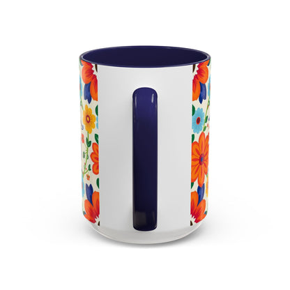 Accent Coffee Mug, Virgo, Zodiac v2. Flower Pattern, (11, 15oz)