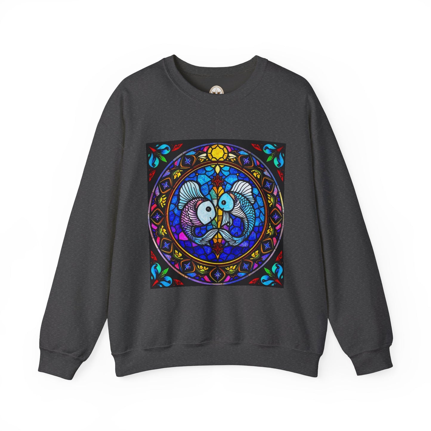 Unisex Heavy Blend™ Crewneck Sweatshirt, Glass, Pisces Zodiac Design