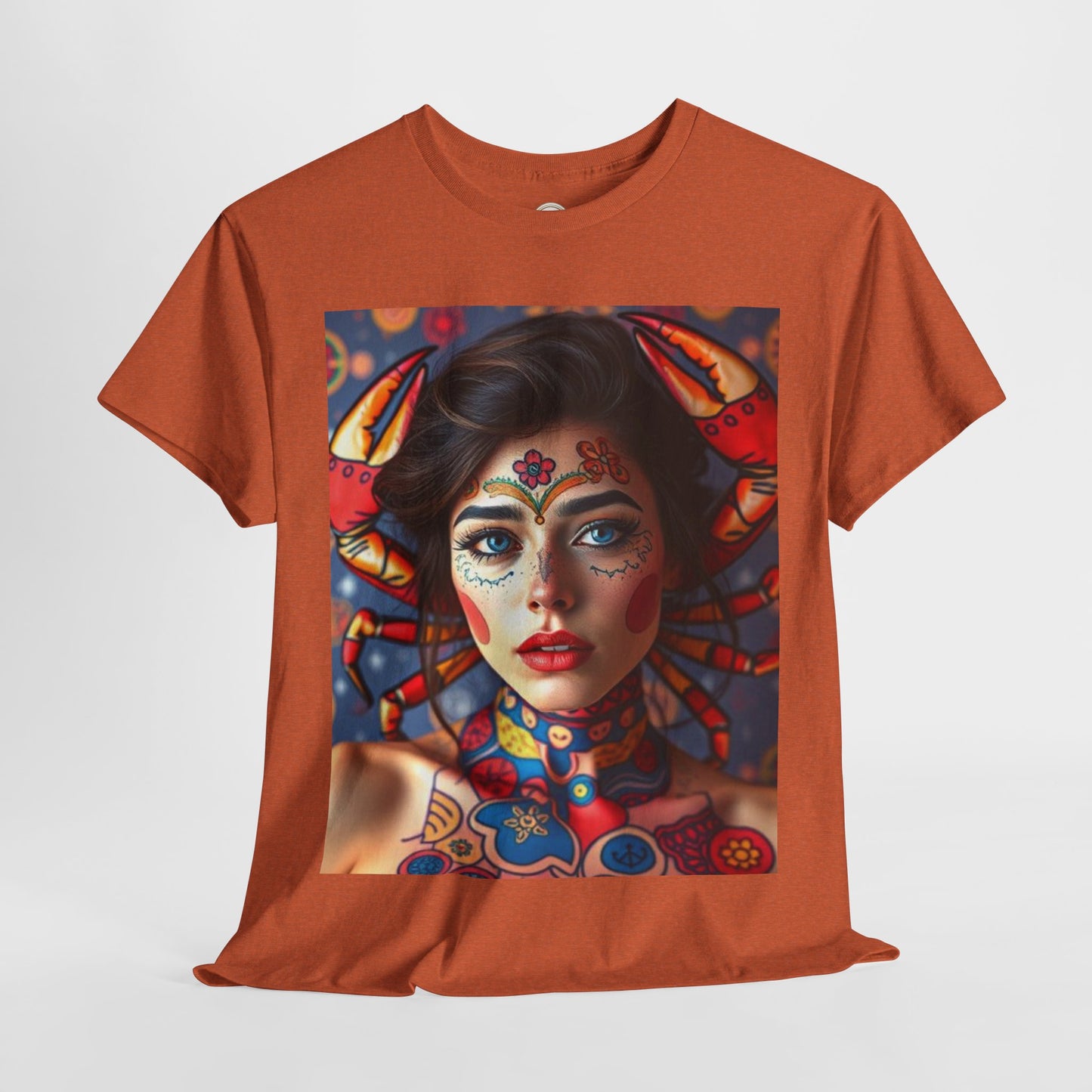 Unisex Heavy Cotton T-Shirt, Cancer, Zodiac v1, Sexy Art