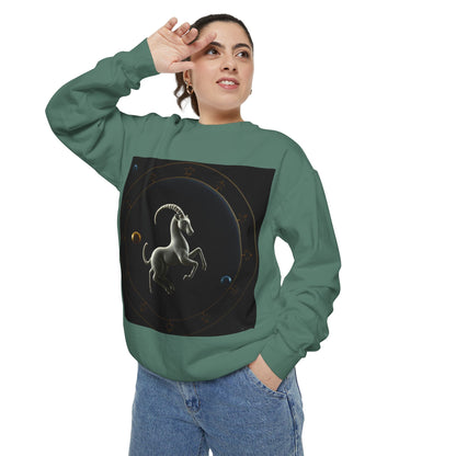 Garment-Dyed Sweatshirt, Unisex, Space Animal Design v1, Capricorn