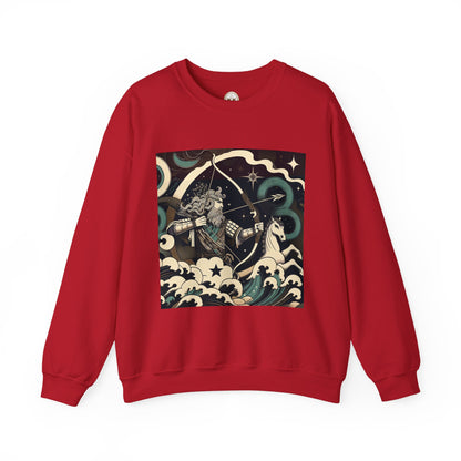 Unisex Heavy Blend™ Crewneck Sweatshirt, Man With Arrow Sagittarius Zodiac Design