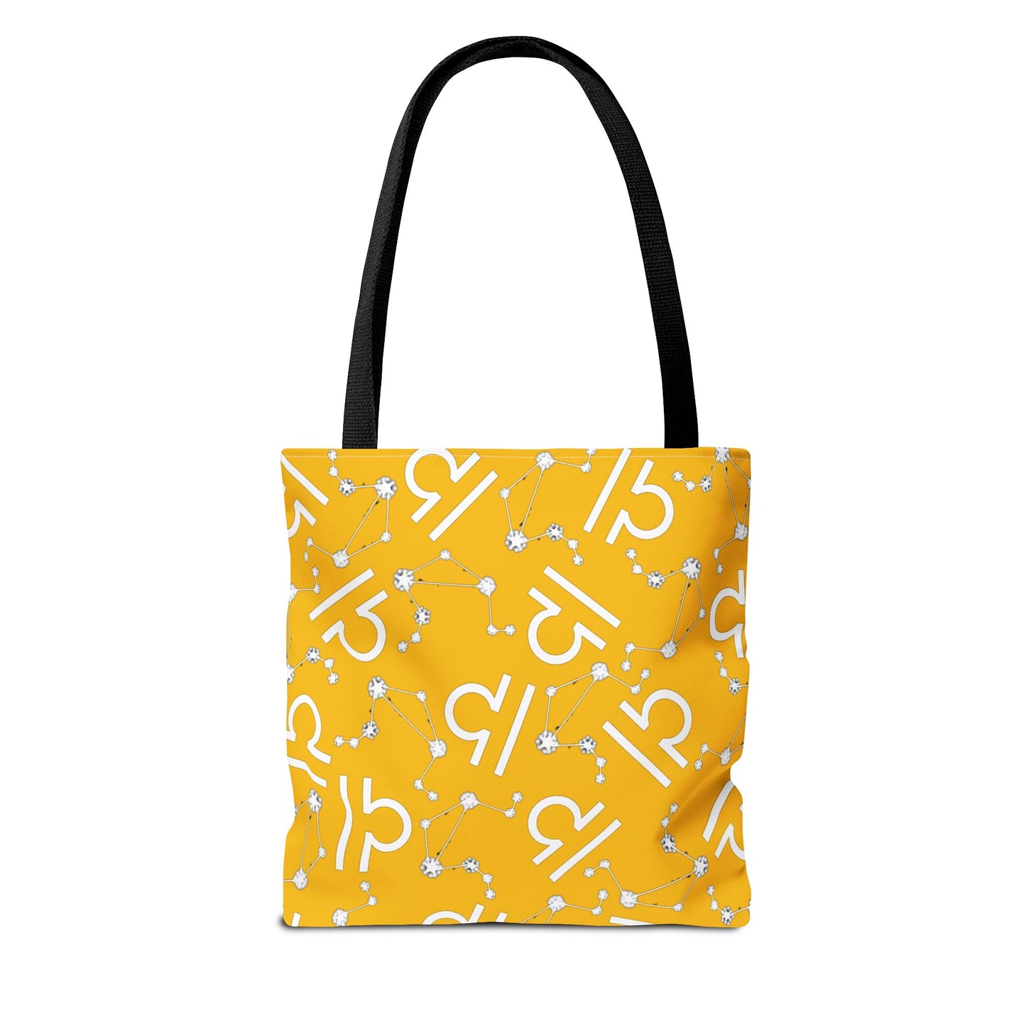 Tote Bag, Libra Zodiac Sign, AOP, (Yellow, White)