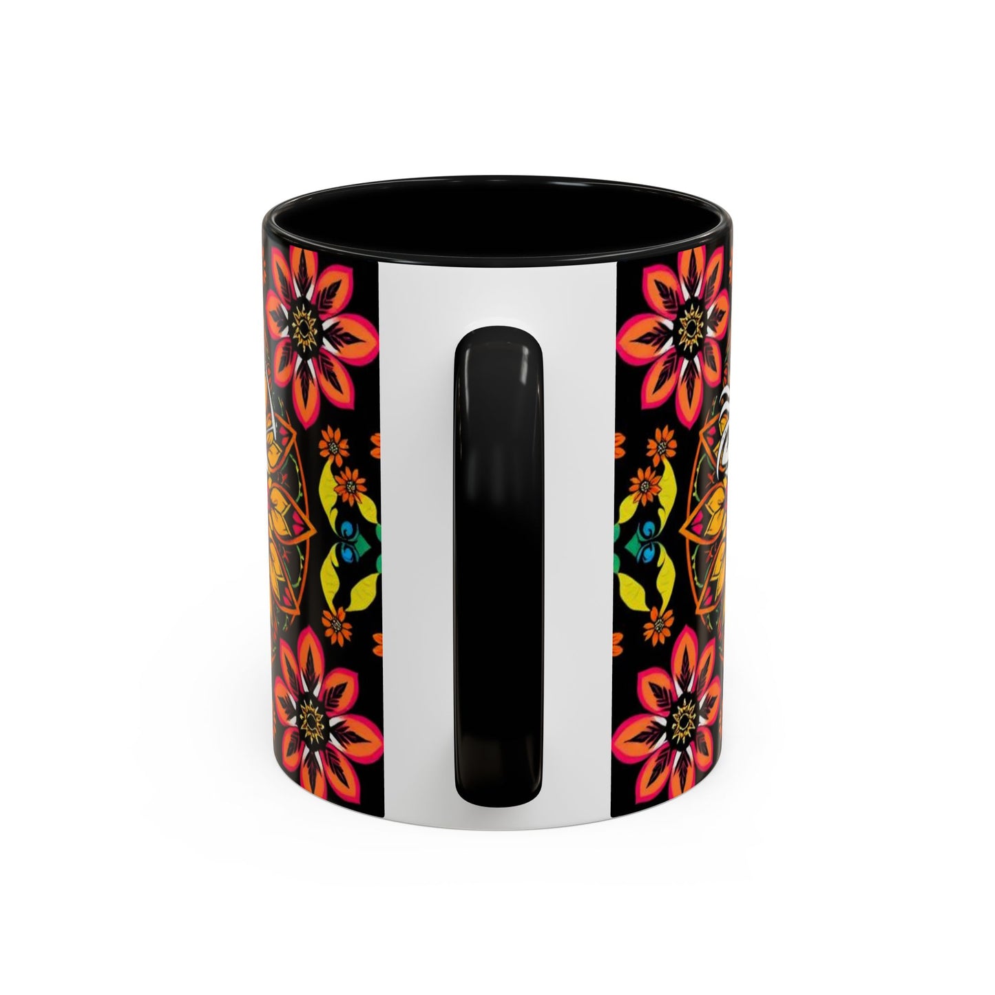Accent Coffee Mug, Sagittarius, Zodiac v2. Flower Pattern, (11, 15oz)