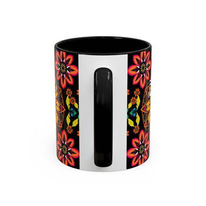 Accent Coffee Mug, Sagittarius, Zodiac v2. Flower Pattern, (11, 15oz)