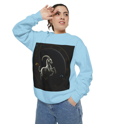 Garment-Dyed Sweatshirt, Unisex, Space Animal Design v1, Capricorn