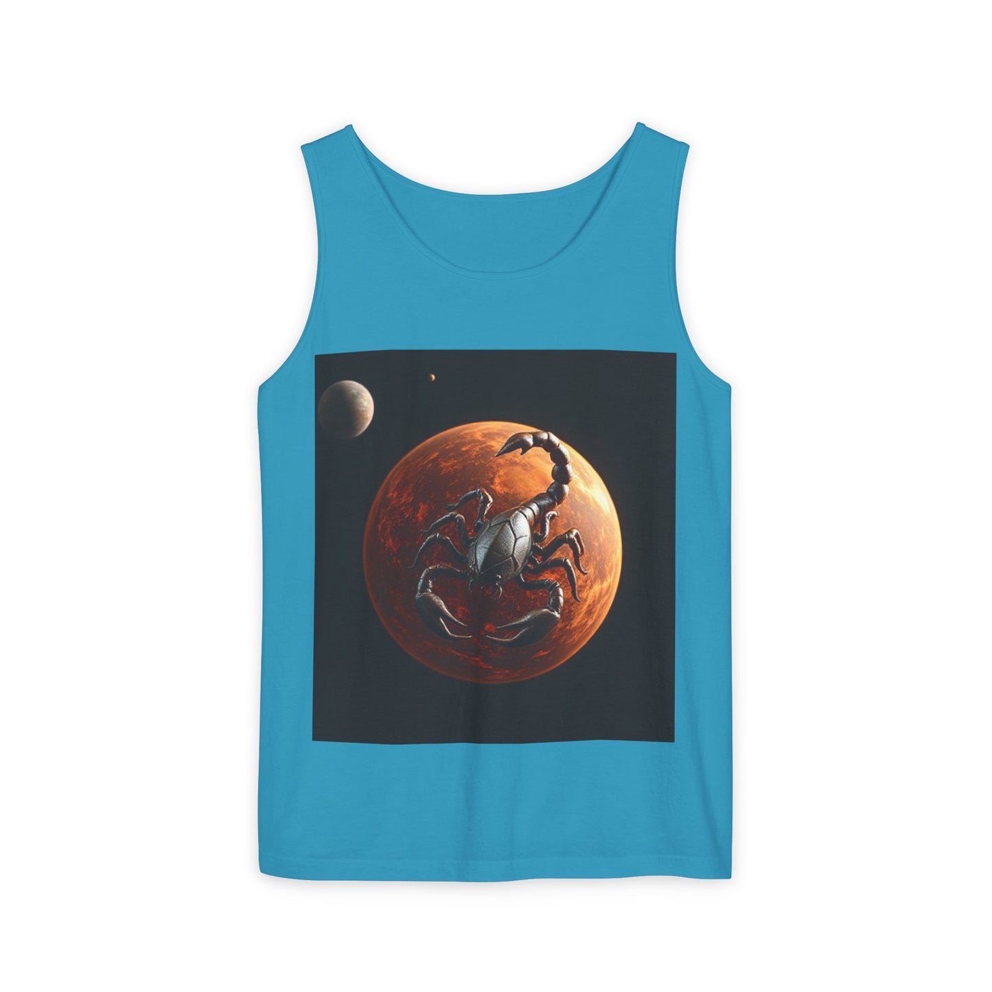 Unisex Garment-Dyed, Tank Top, Scorpio Design, Planet Symbol, 100% US cotton