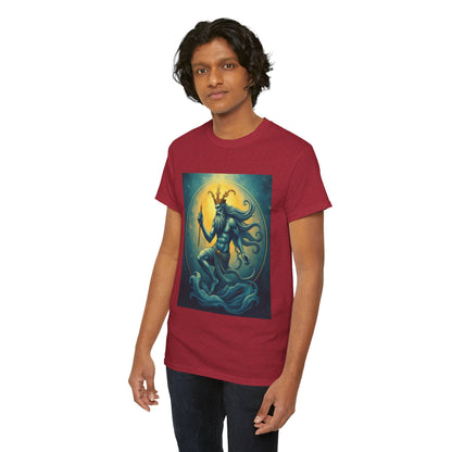 Unisex Heavy Cotton T-Shirt, Aquarius God, Zodiac Design