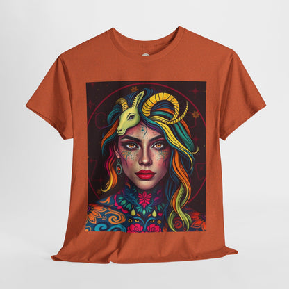 Unisex Heavy Cotton T-Shirt, Capricorn, Zodiac v2, Sexy Art