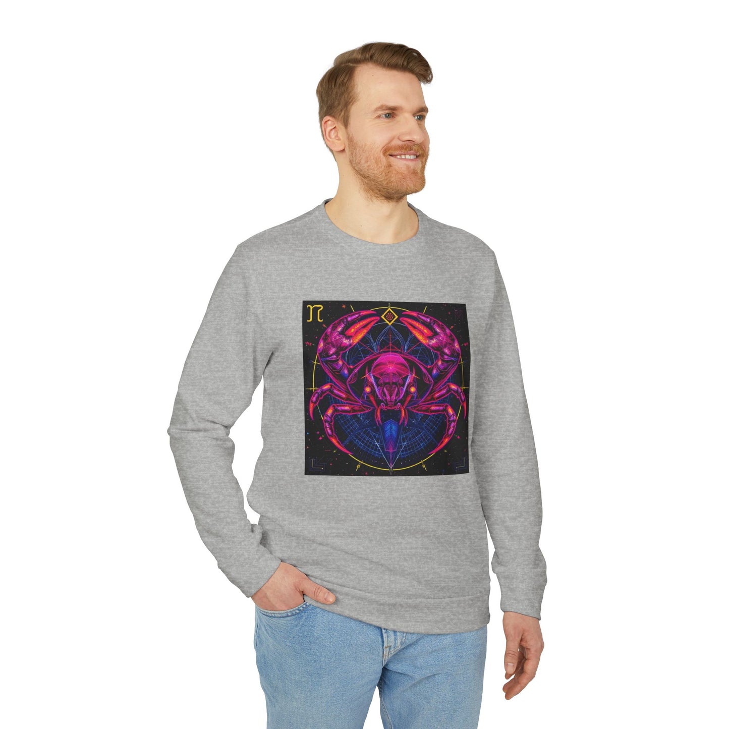 Adidas, Unisex Fleece Crewneck Sweatshirt, Cancer, Pop Art, Zodiac