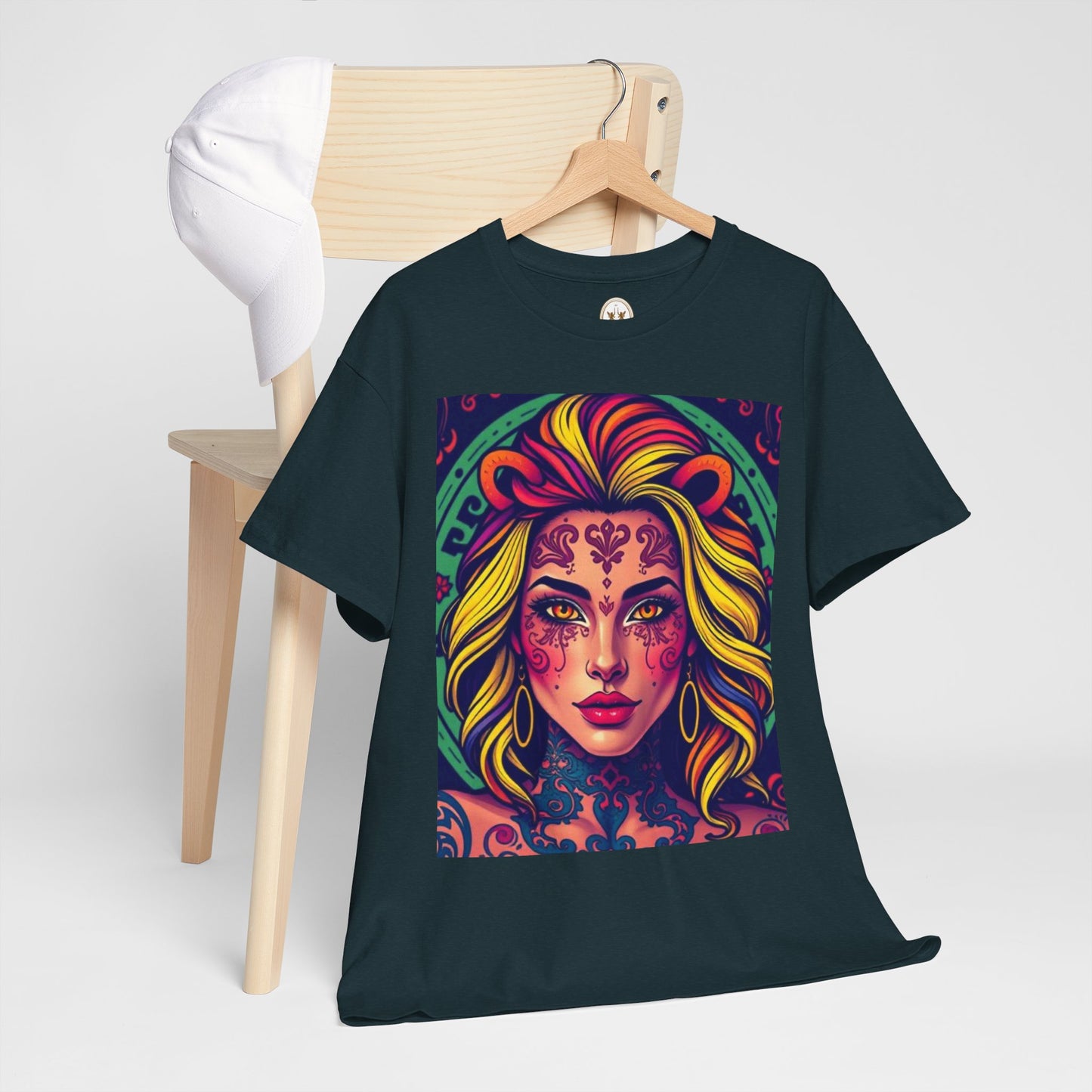 Unisex Heavy Cotton T-Shirt, Leo, Zodiac v1, Sexy Art