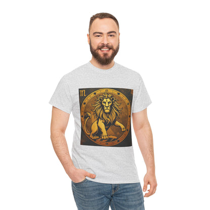Unisex Heavy Cotton T-Shirt, Gold Lion, Leo Zodiac Design