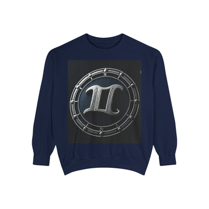 Garment-Dyed Sweatshirt, Unisex, Space Symbol Design v1, Gemini