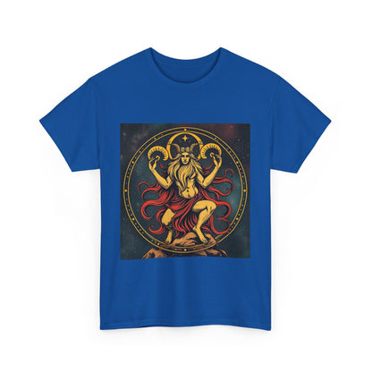 Unisex Heavy Cotton T-Shirt, Aries God 2v, Zodiac Design