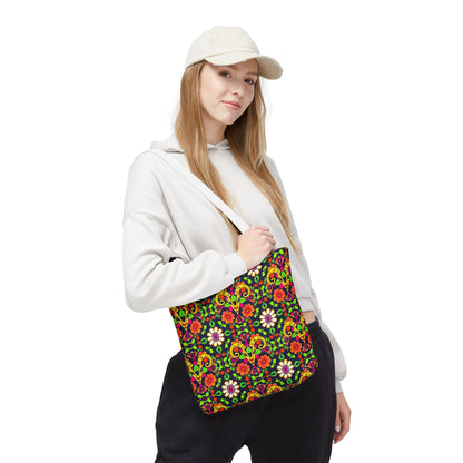 Tote Bag (AOP), Aries, Zodiac, Flower Pattern