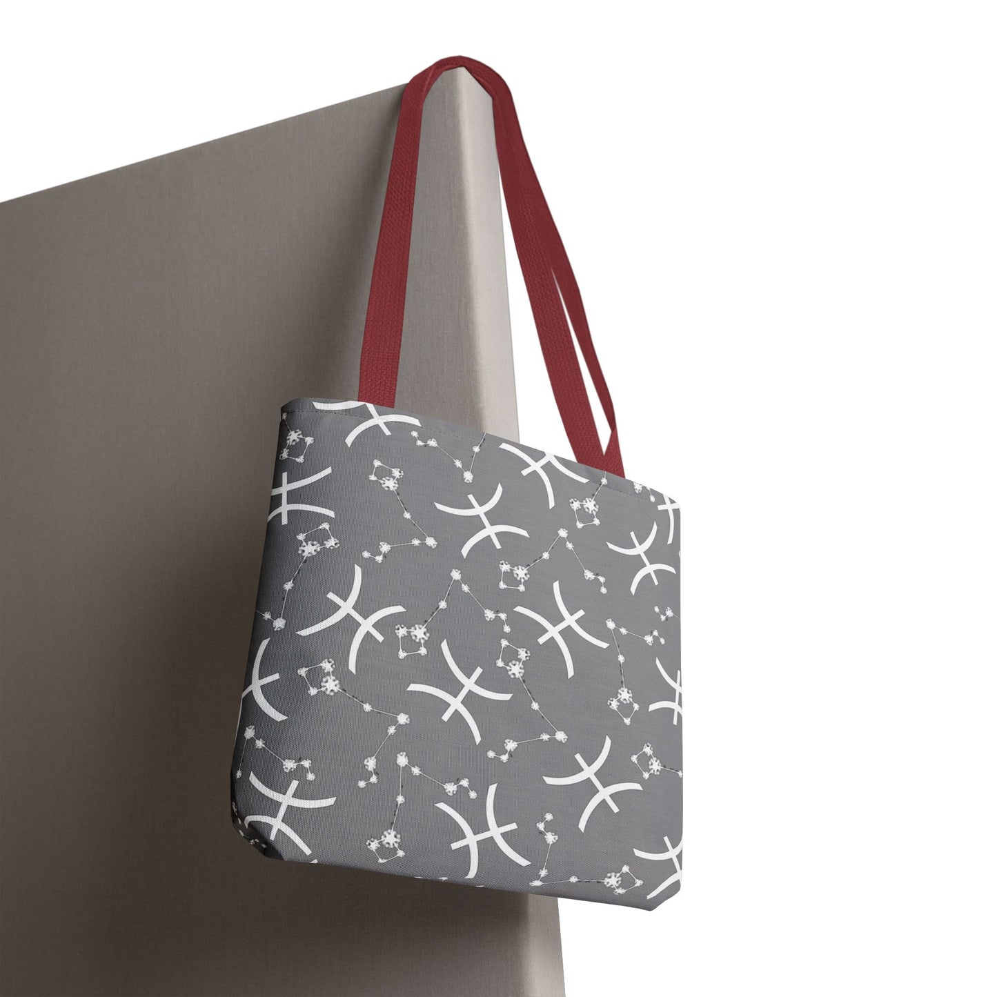 Tote Bag, Pisces Zodiac Sign, AOP, (Grey, White)