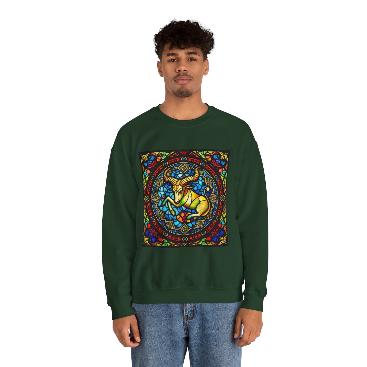 Unisex Heavy Blend™ Crewneck Sweatshirt, Glass, Taurus Zodiac Design