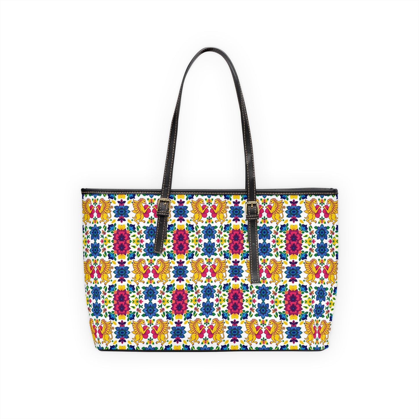 Leather Shoulder Bag, Gemini, Zodiac v2, Flower Pattern