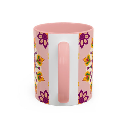 Accent Coffee Mug, Sagittarius, Zodiac v4. Flower Pattern, (11, 15oz)