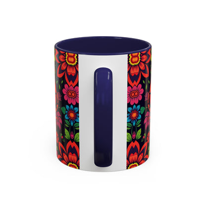Accent Coffee Mug, Cancer, Zodiac v4, Flower Pattern, (11, 15oz)