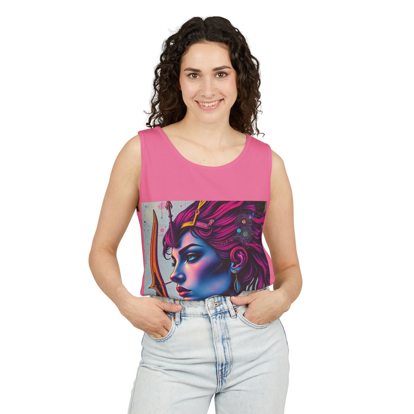 Unisex Garment-Dyed, Tank Top, Sagittarius Design, Pop Art, 100% US cotton