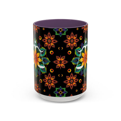 Accent Coffee Mug, Libra, Zodiac v4, Flower Pattern, (11, 15oz)