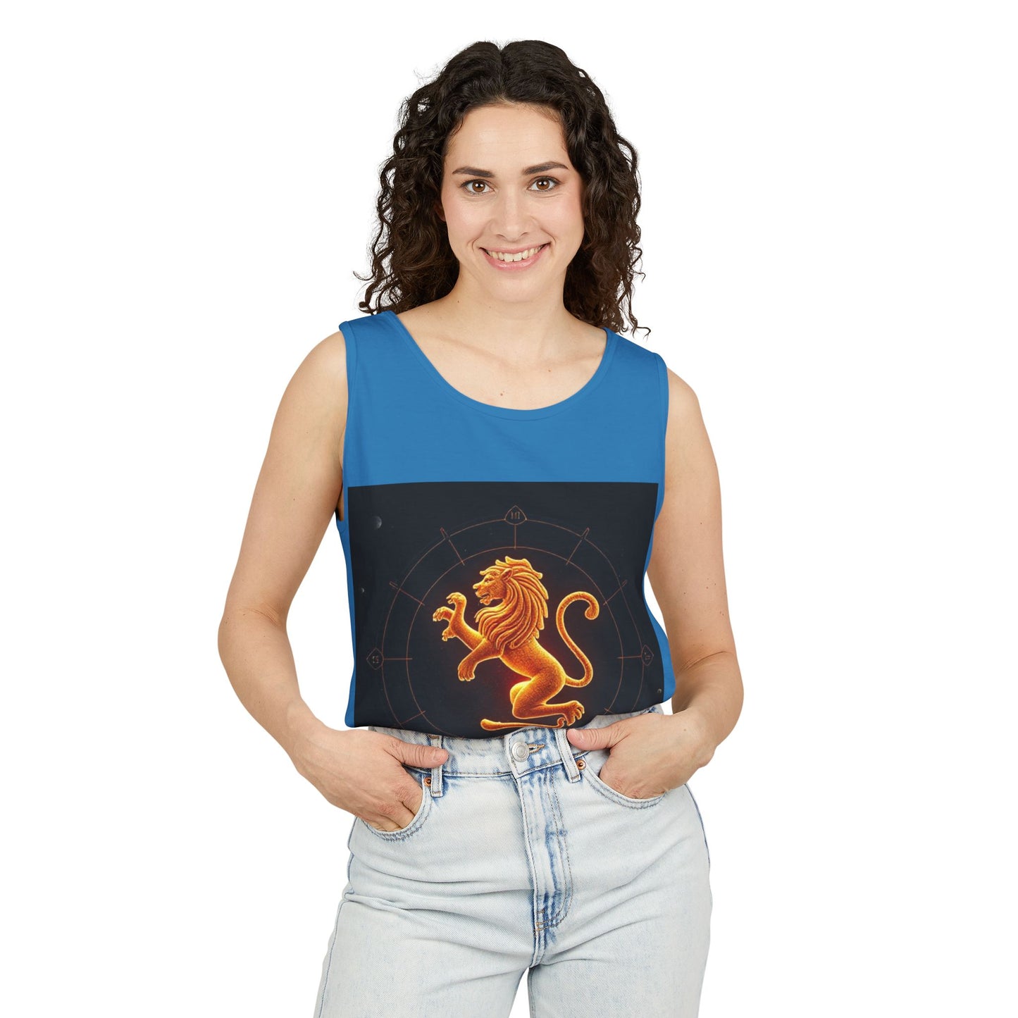 Unisex Garment-Dyed, Tank Top, Leo Design, Space Animal v1, 100% US cotton