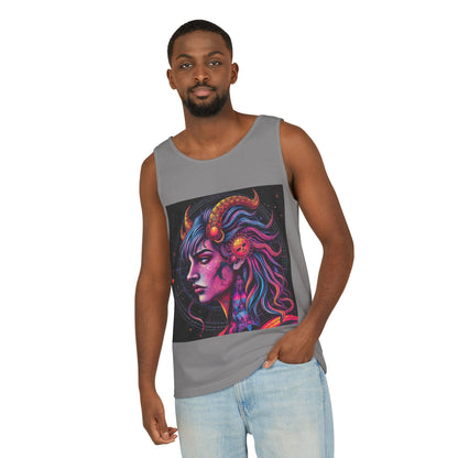 Unisex Garment-Dyed, Tank Top, Virgo Design, Pop Art v1, 100% US cotton