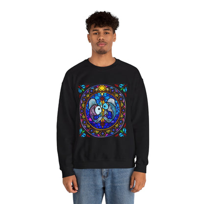 Unisex Heavy Blend™ Crewneck Sweatshirt, Glass, Pisces Zodiac Design