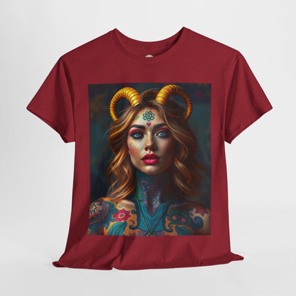 Unisex Heavy Cotton T-Shirt, Capricorn, Zodiac v1, Sexy Art