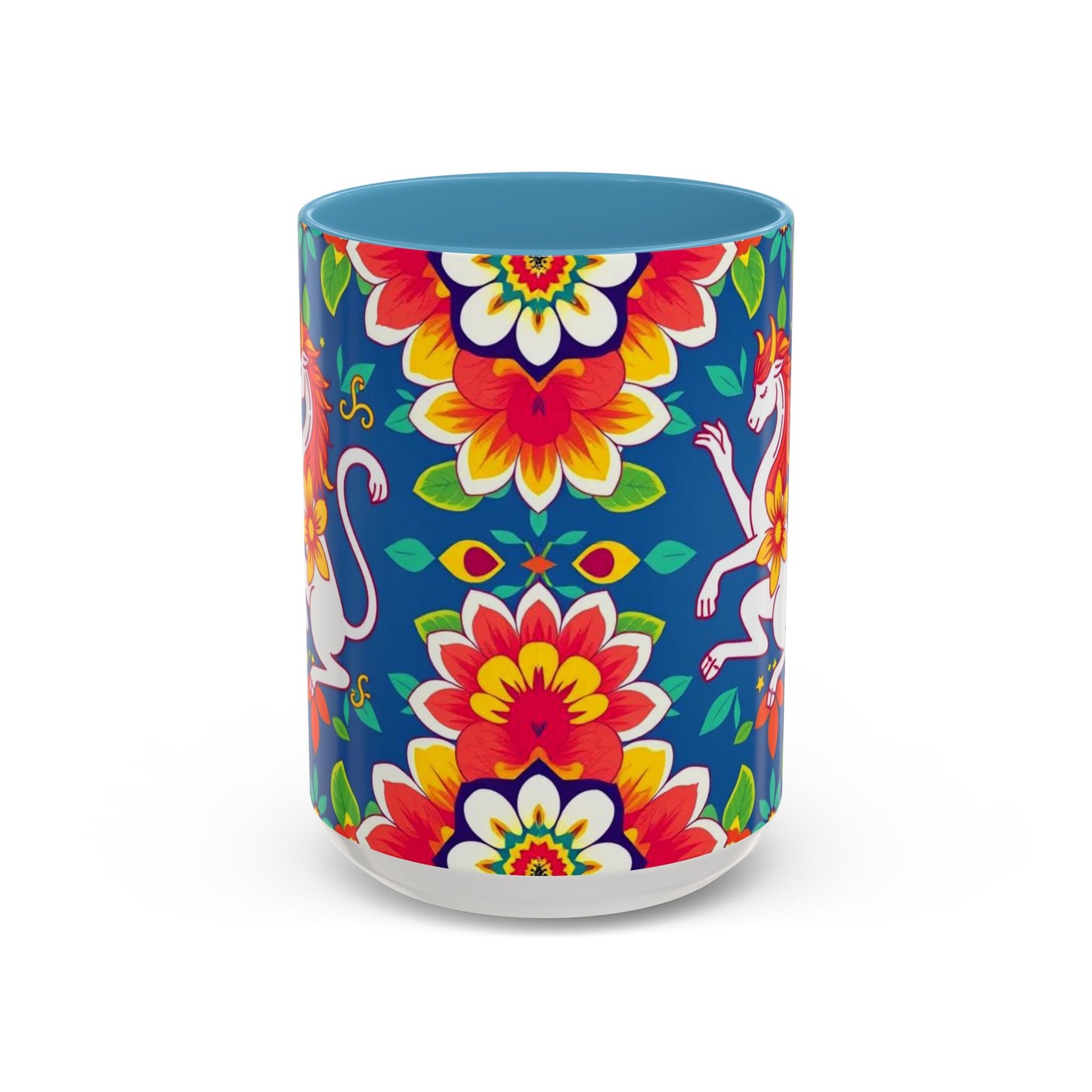 Accent Coffee Mug, Virgo, Zodiac v3. Flower Pattern, (11, 15oz)