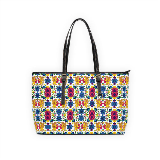 Leather Shoulder Bag, Gemini, Zodiac v2, Flower Pattern