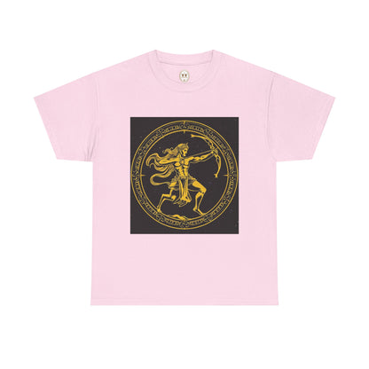 Unisex Heavy Cotton T-Shirt, Mythical Faun/Satyr v1, Sagittarius Zodiac Design