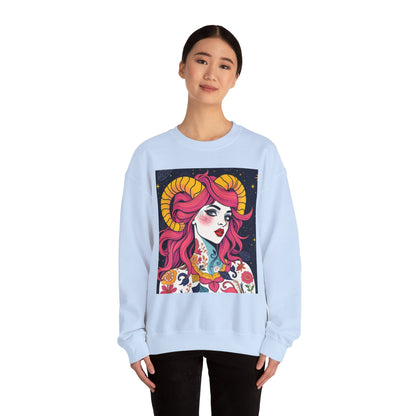 Unisex Heavy Blend™ Crewneck Sweatshirt, Aries, Zodiac, Sexy Pattern