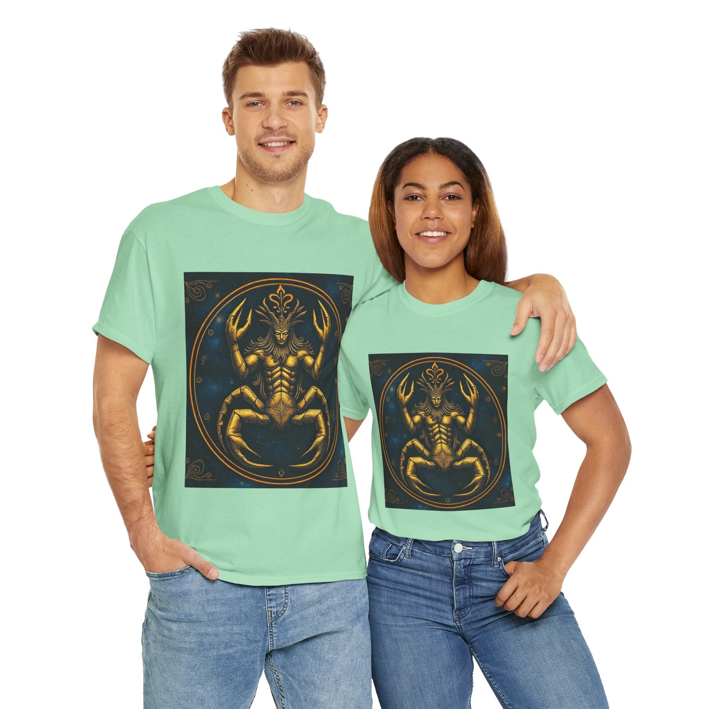 Unisex Heavy Cotton T-Shirt, Scorpion King 1v, Cancer Zodiac Design