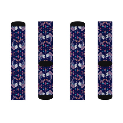 Sublimation Socks, Pisces, Zodiac v4, Jewel Pattern