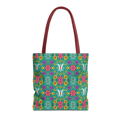 Tote Bag, (AOP), Aquarius, Zodiac v2, Flower Pattern