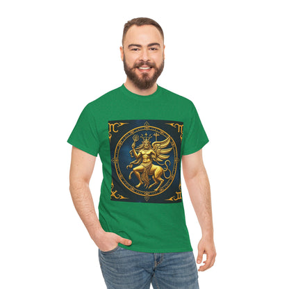 Unisex Heavy Cotton T-Shirt, Gold Angel, Symbol, Virgo Zodiac Design