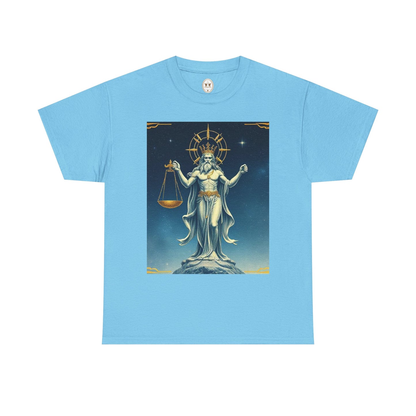 Unisex Heavy Cotton T-Shirt, Space, Libra God, Zodiac Design