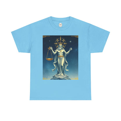 Unisex Heavy Cotton T-Shirt, Space, Libra God, Zodiac Design