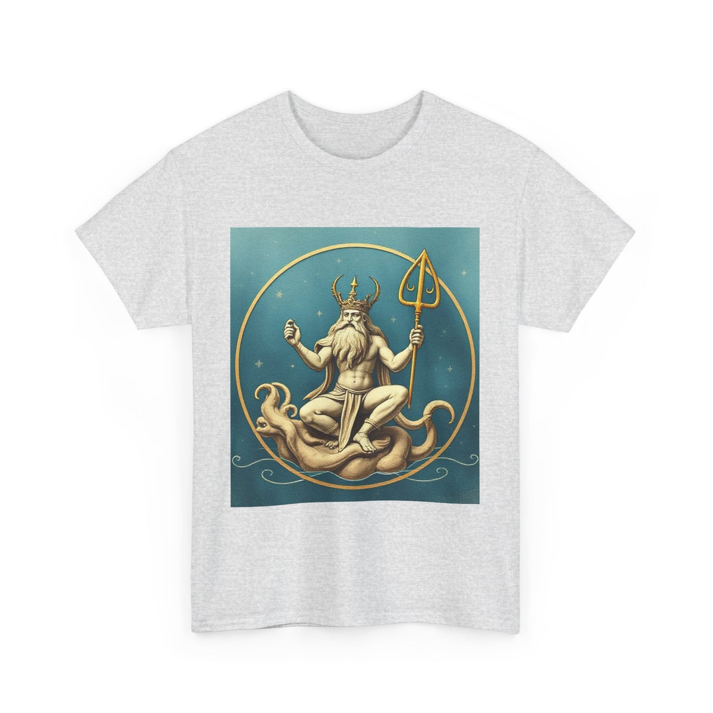 Unisex Heavy Cotton T-Shirt, Aquarius God 2v, Zodiac Design
