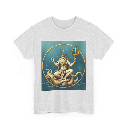 Unisex Heavy Cotton T-Shirt, Aquarius God 2v, Zodiac Design