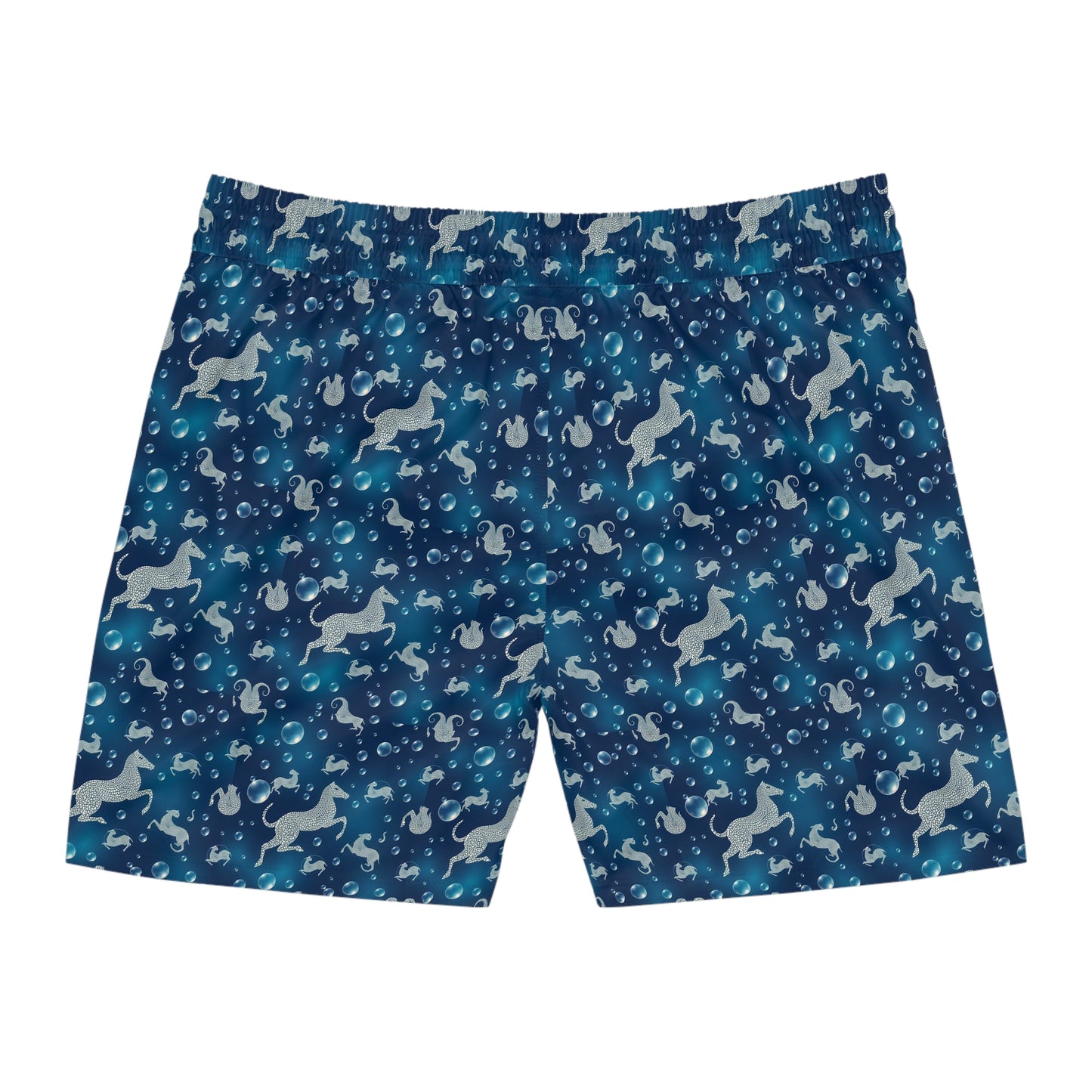 Men's Mid-Length Swim Shorts, (AOP), Capricorn, Zodiac v3, Bubble Pattern