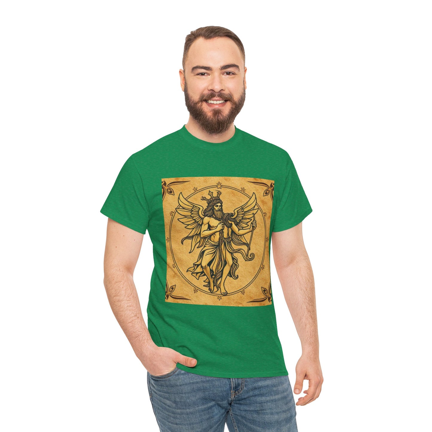 Unisex Heavy Cotton T-Shirt, Pencil Art, Gemini Zodiac Design