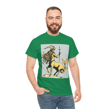 Unisex Heavy Cotton T-Shirt, Capricorn God v2, Zodiac Design